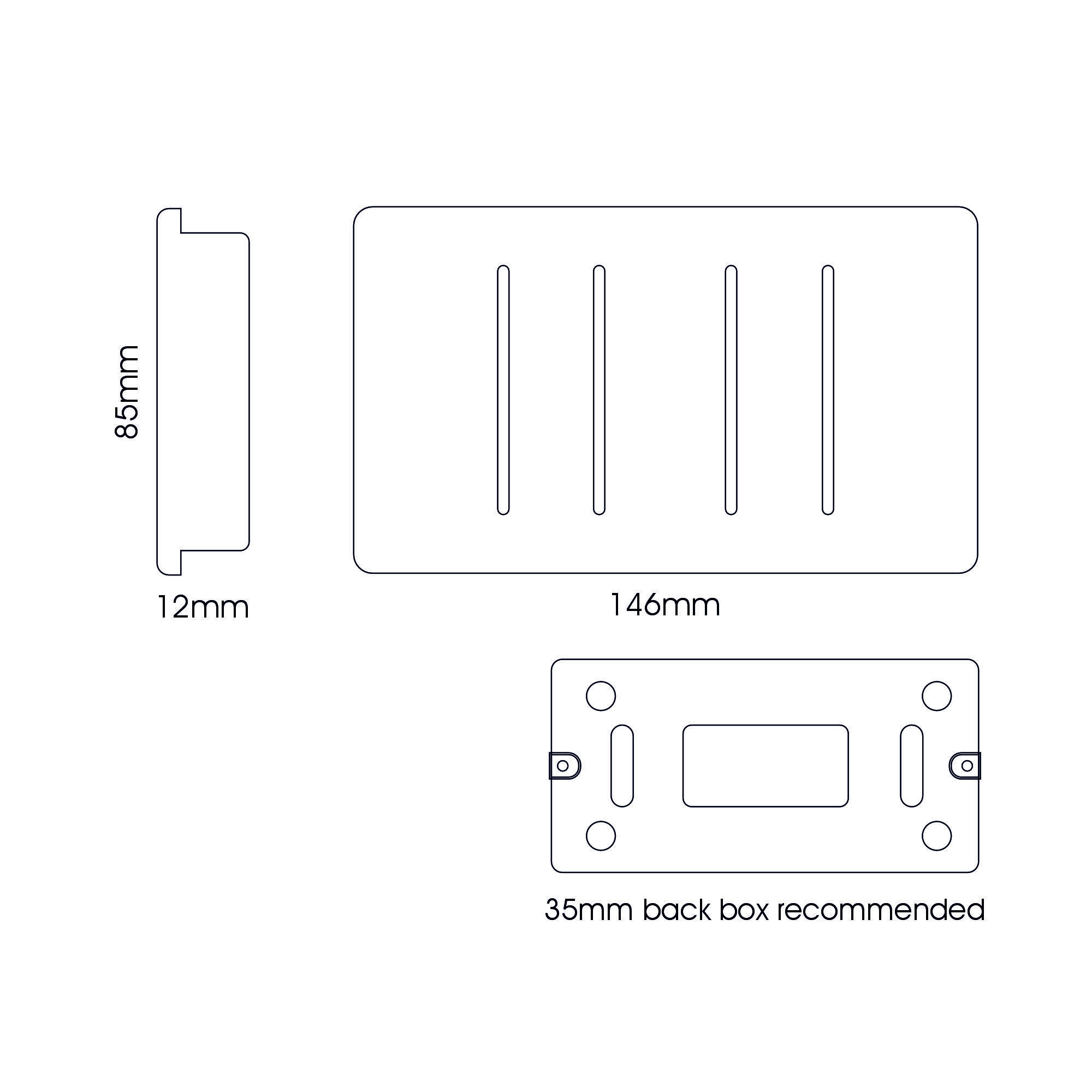 ART-SS9999BS  4 Gang 4x3 Way Intermediate Brushed Steel